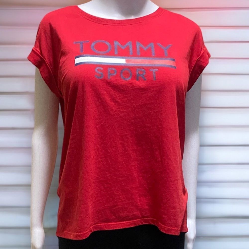 Tommy Hilfiger Sport Boxy Short Sleeve T-Shirt with Rolled Up Sleeves XS